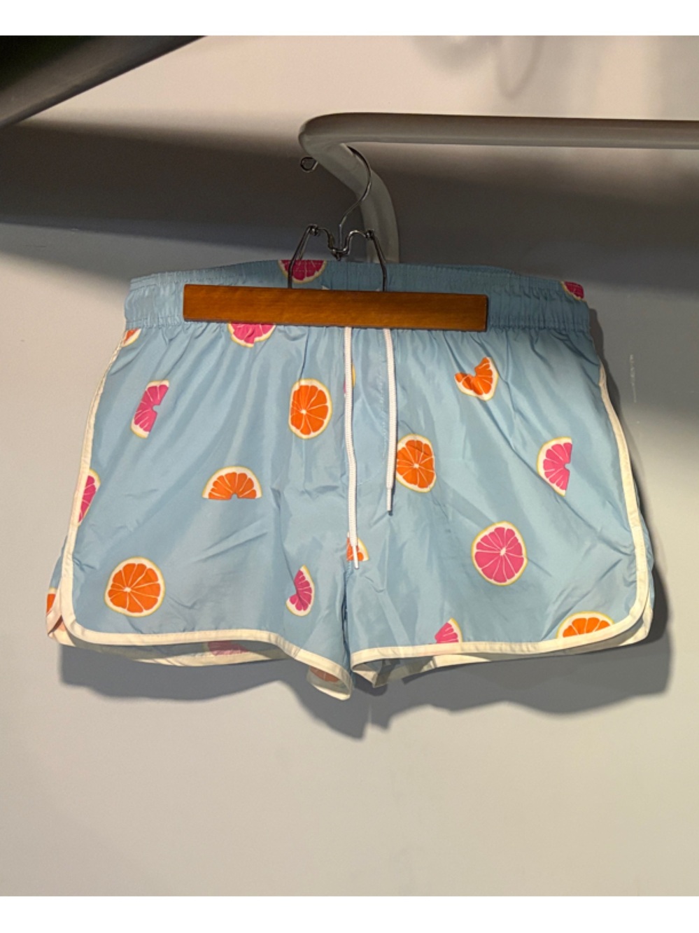 H&M Light Blue Citrus Print Men's Swim Trunks